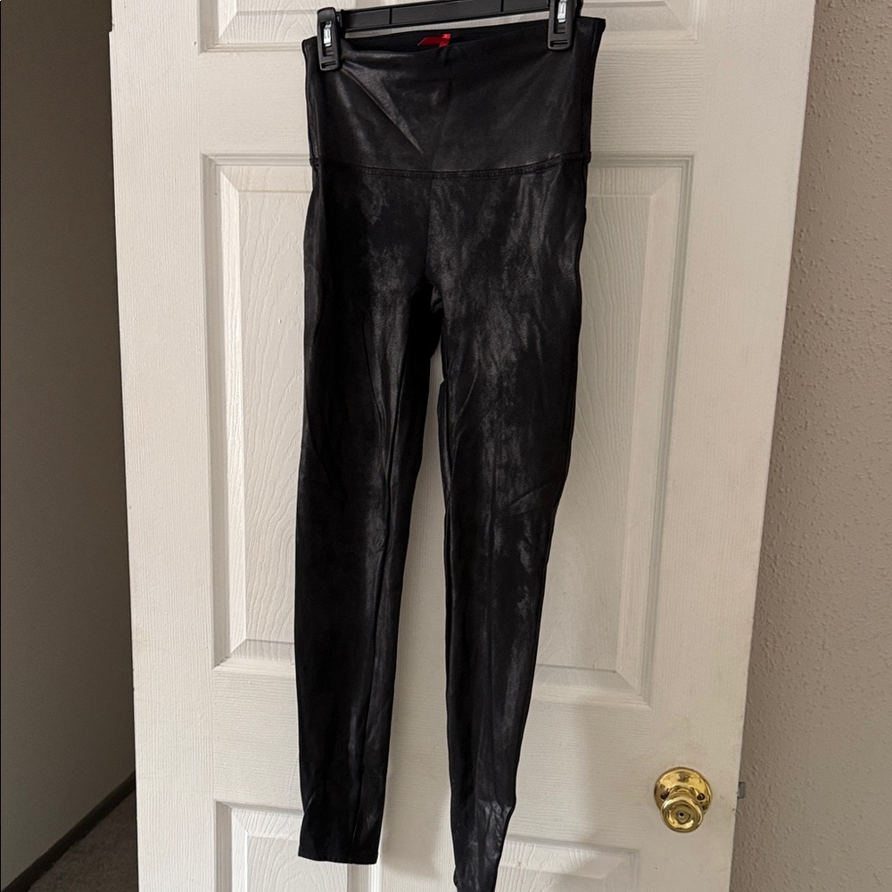 SPANX Black Leggings with Red Brand Tag